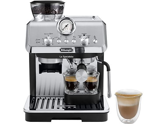DELONGHI La Specialista Arte EC9155.MB - 8 Mahlgrade und vorprogrammierte Kaffee-Rezepte, Siebträger Espressomaschine Edelstahl/Schwarz